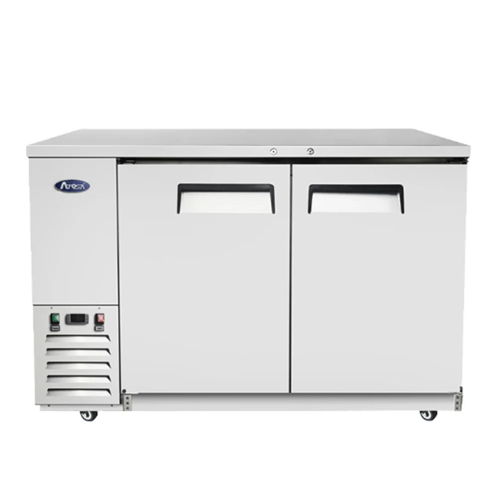 Atosa MBB59GR 57" Back Bar Refrigerator with 2 Solid Doors, Stainless Steel