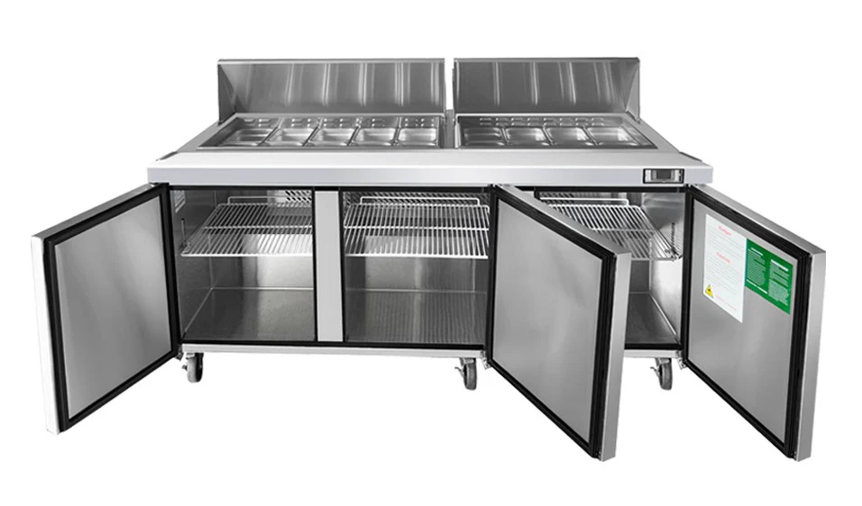 Atosa MSF8304GR 72" Sandwich / Salad 18 Pan Refrigerated Prep Table with 3 Doors - Image 3