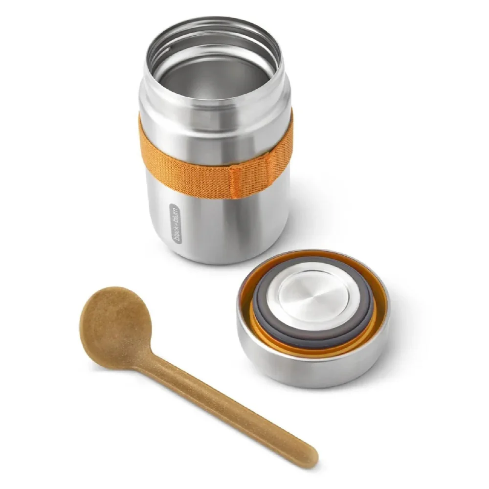 Black + Blum 400 ml Food Flask With Wood Fibre Spoon, Orange - Image 2