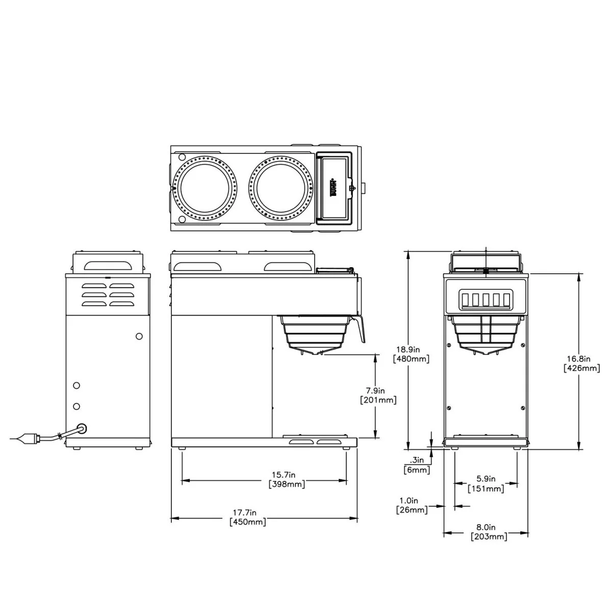 Bunn Pourover Coffee Brewer with 3 Warmers, 60 Cups /Hour - VP17-3 - Image 3