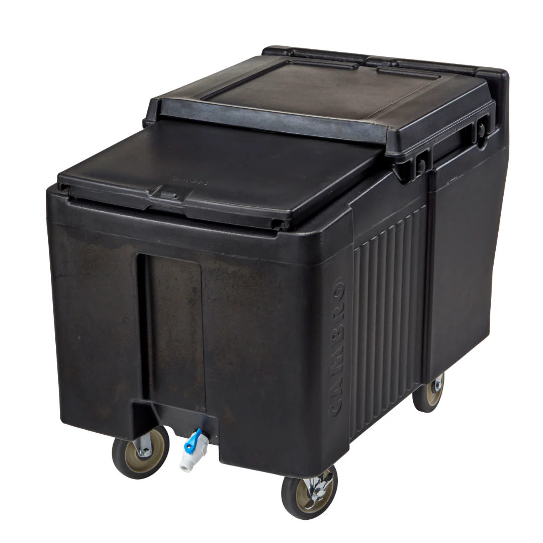 Cambro ICS175L110 SlidingLid™ 175 Pound Insulated Mobile Ice Caddie, Black - Image 2