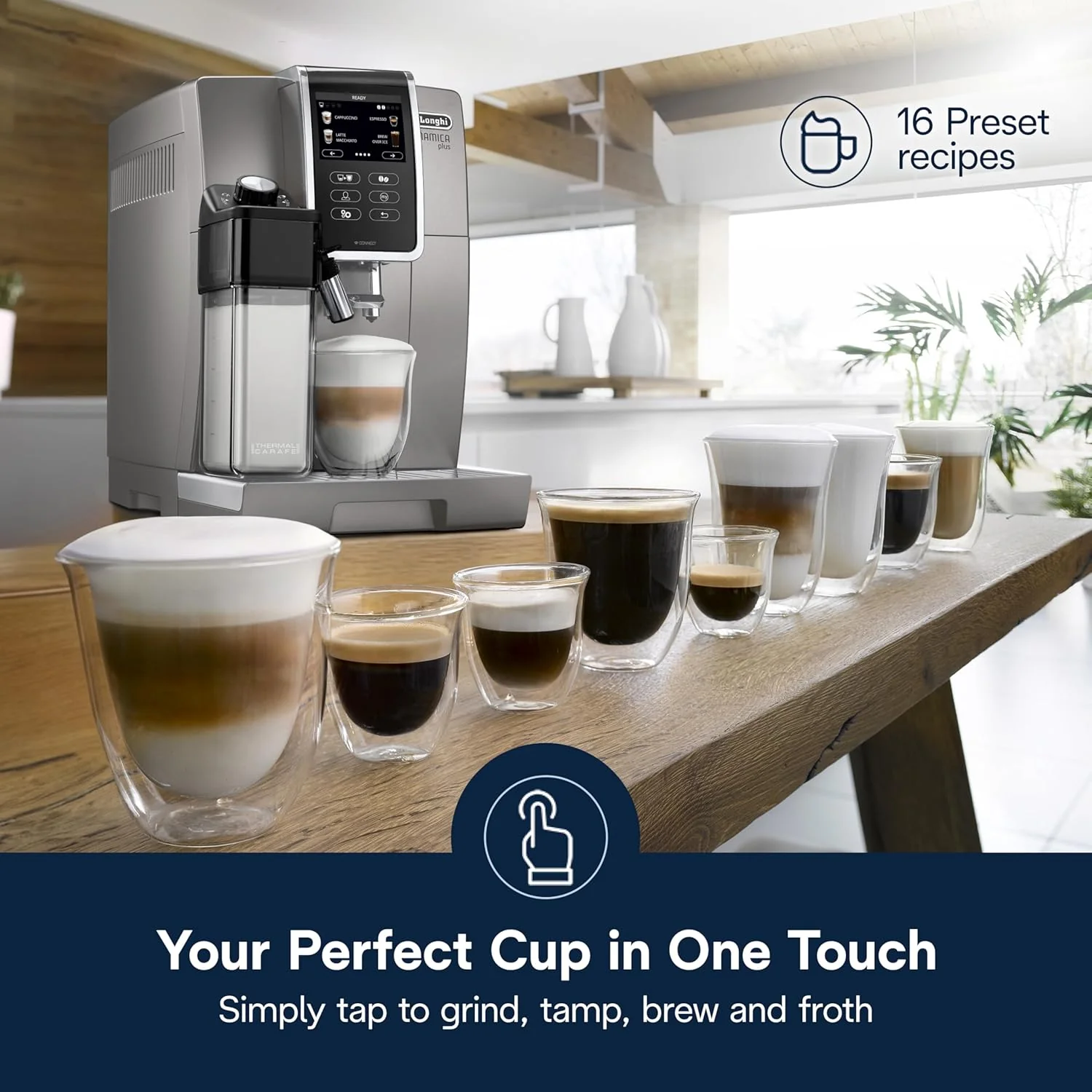 De'Longhi Dinamica Plus Espresso & Coffee Machine with Automatic Milk Frother & Color Touch Display - Image 3
