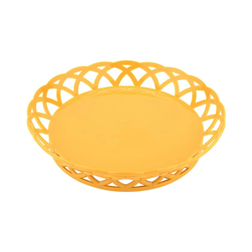 GET 10.5" Round Plastic Fast Food Basket, Yellow