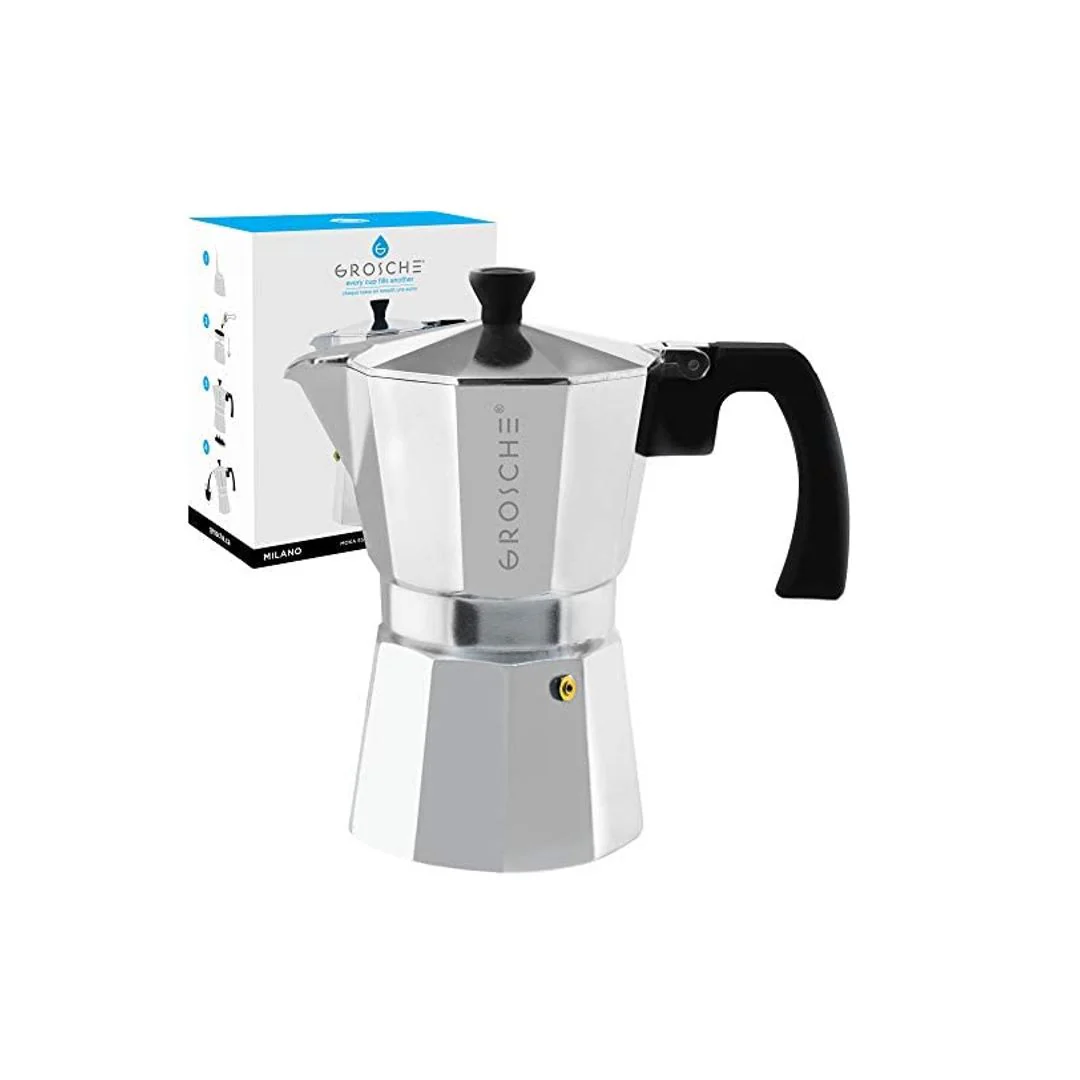 Grosche Milano 6 Cup Stovetop Espresso Maker, Silver