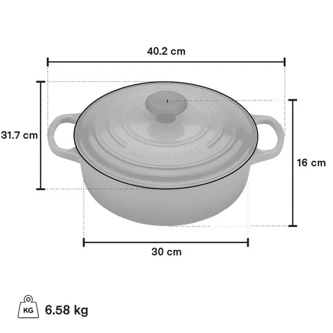 Le Creuset 6.2 Litre Shallow Round French Oven, Cerise - Image 2