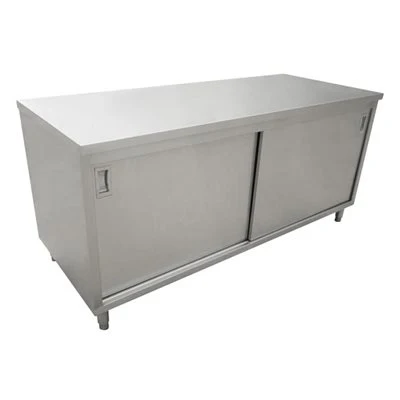 Nella 30" x 72" Stainless Steel Worktable Cabinet with Sliding Doors