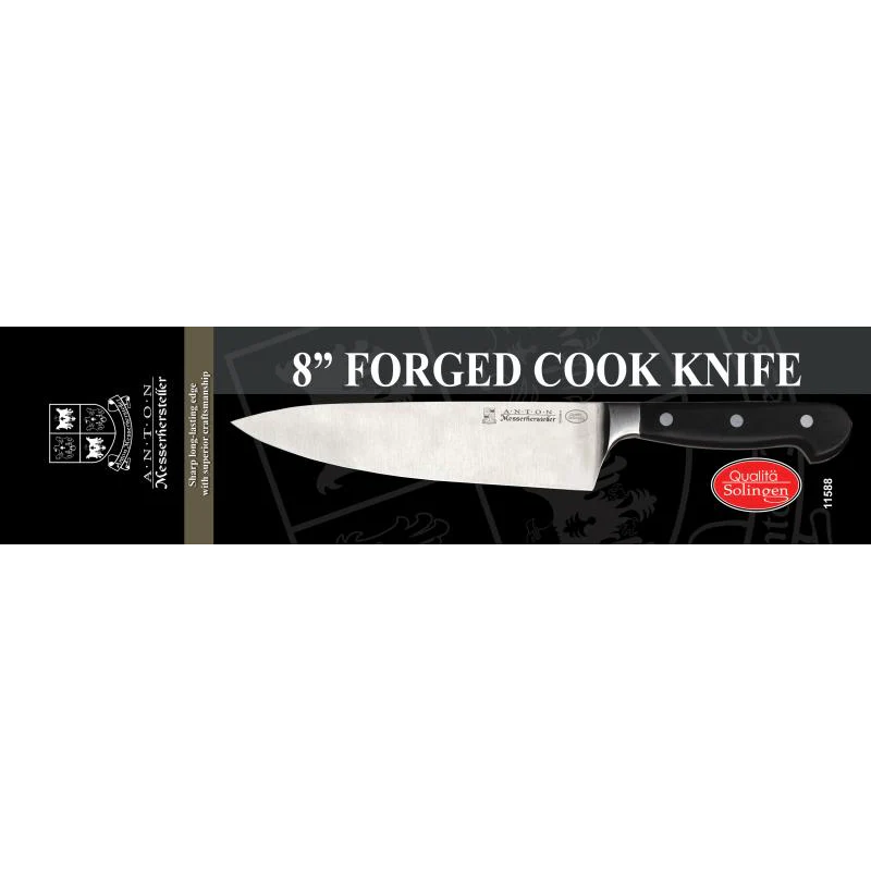 Nella Anton 8" Forged Cook Knife, Black Handle