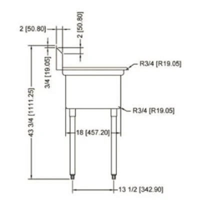 Nella One Tub Sink 18" x 18" x 11" Two Drain Boards, Corner Drain - Image 4