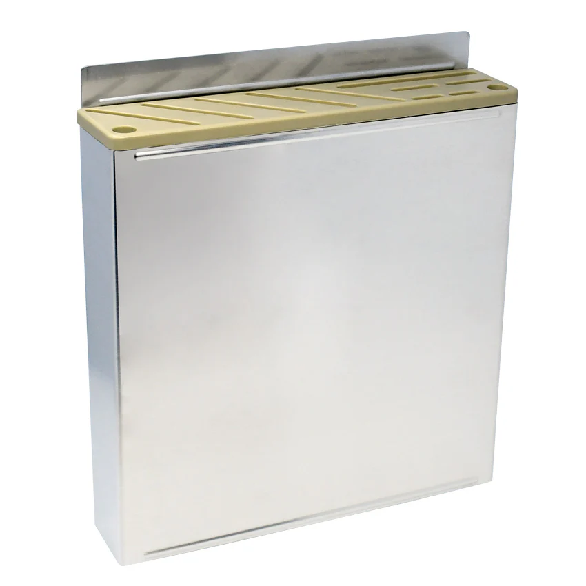 Nella Stainless Steel Knife Rack with Tan Plastic Insert, 12” x 2.5” x 12.25”
