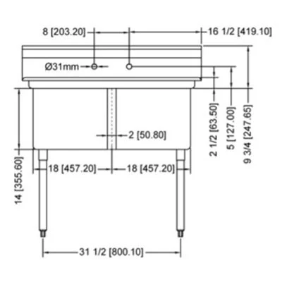 Nella Two Tub Sink 18" x 21" x 14", Corner Drain - Image 3