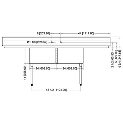 Nella Two Tub Sink 24" x 24" x 14" Two Drain Boards, Corner Drain - Image 2