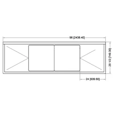 Nella Two Tub Sink 24" x 24" x 14" Two Drain Boards, Corner Drain - Image 3