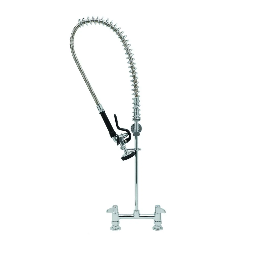 T&S Brass Pre Rinse Deck Mount Faucet with 8" Centre, 44" Hose