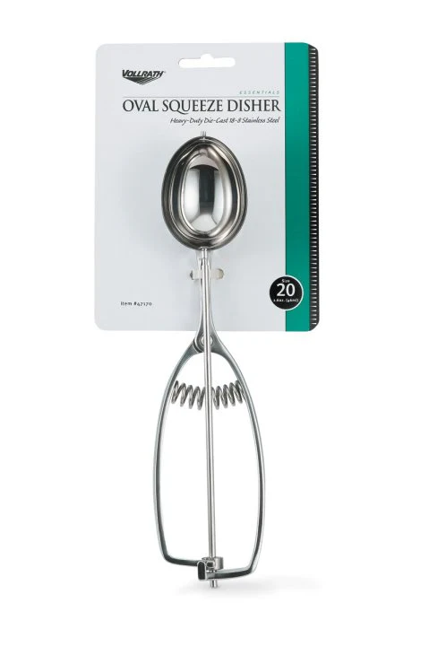 Vollrath 1.63 Oz Oval Squeeze Disher #20, Stainless Steel - Image 2