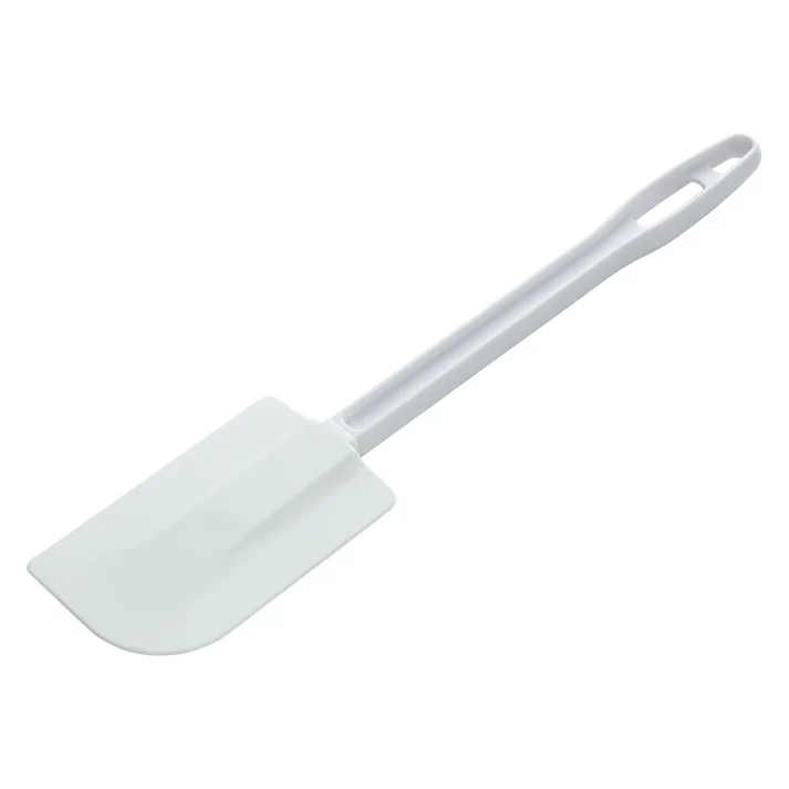 Winco 14" Plastic Spatula, Flat Blade White Handle - Image 2