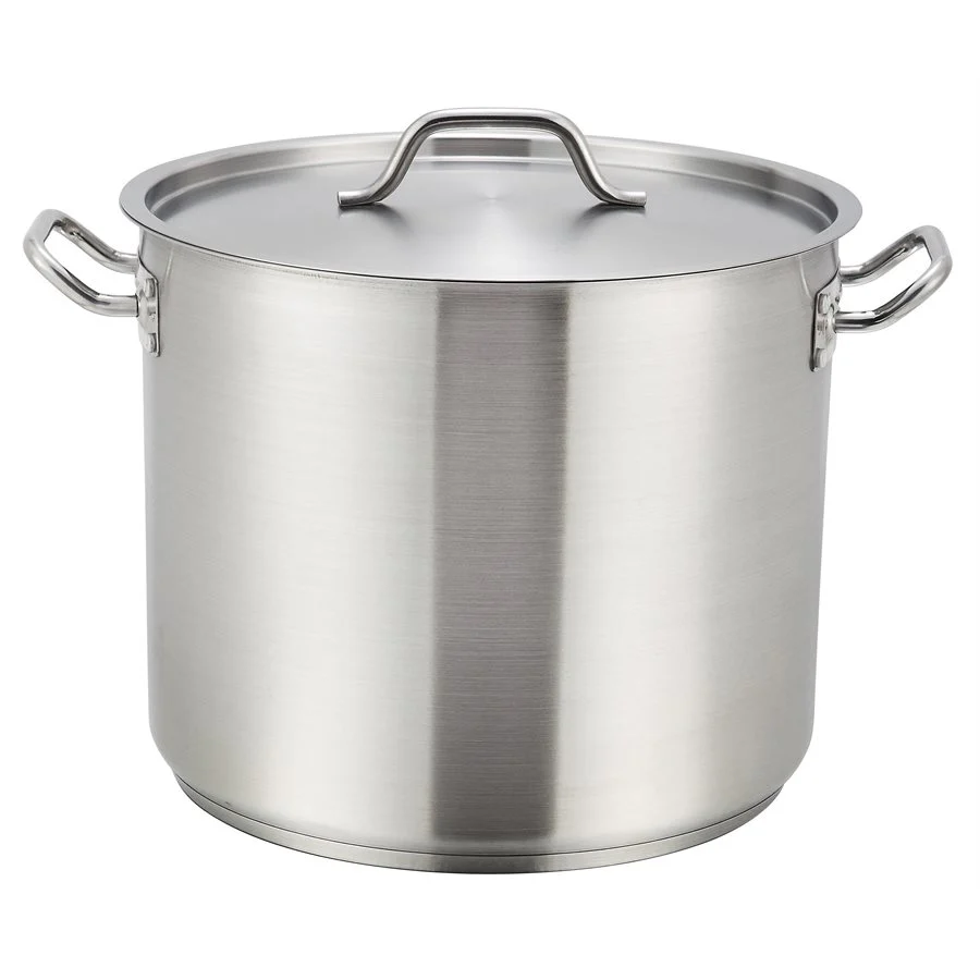 Winco 80 Qt Stock Pot Stainless Steel with Cover - Image 2